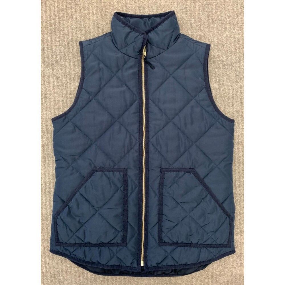 J Crew Vest Womens XS Quilted Puffer Preppy Full Zip Warm-Up Pockets